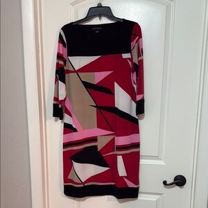 Tribal Women's Geometric Dress - Red, Black, Pink
